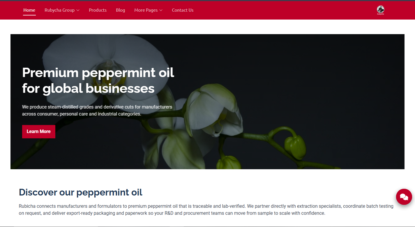 Rubycha – Premium Peppermint Oil Website